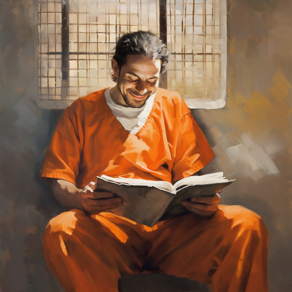 Man reading the bible from prison, hope, free prison bible college, religious school, jesus christ, free correspondence courses sponsored by IN-N-OUT prison ministry, harvest bible study